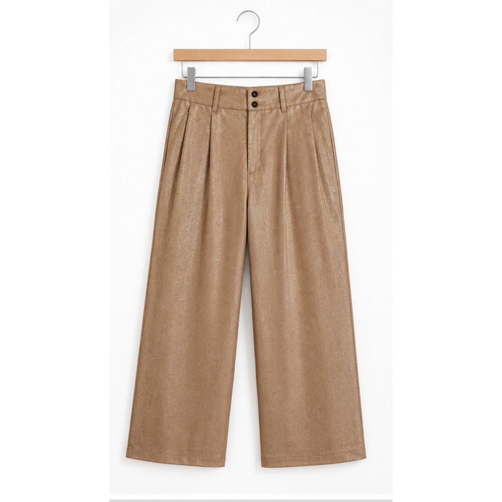 Fifteen Twenty Woven Foil Twill High Waist Wide Leg Pants S - Picture 2 of 6